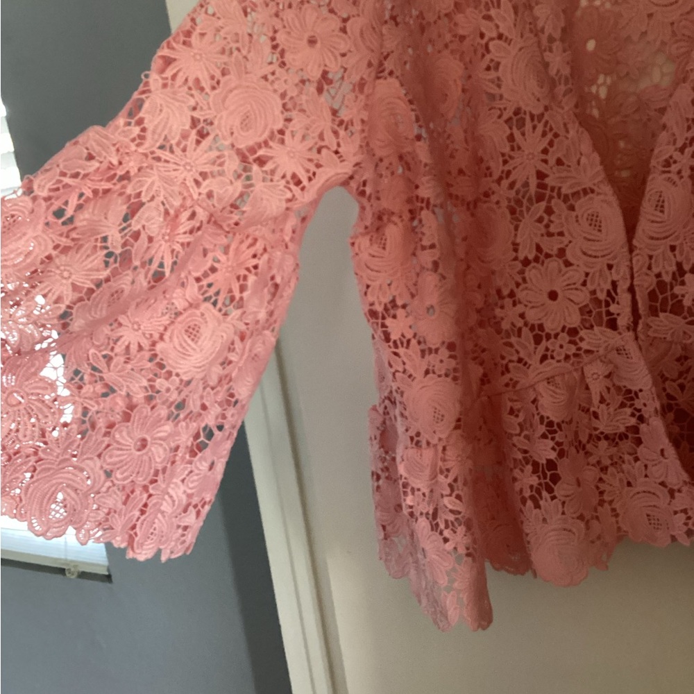 ❤️ Denim 24/7 Pink Lace Floral Cardigan 30 W - Picture 3 of 10
